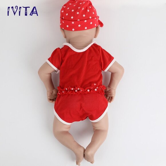 IVITA 21'' Silicone Reborn Girl Baby Floppy Silicone Smiling Newborn Baby Doll - Picture 4 of 7